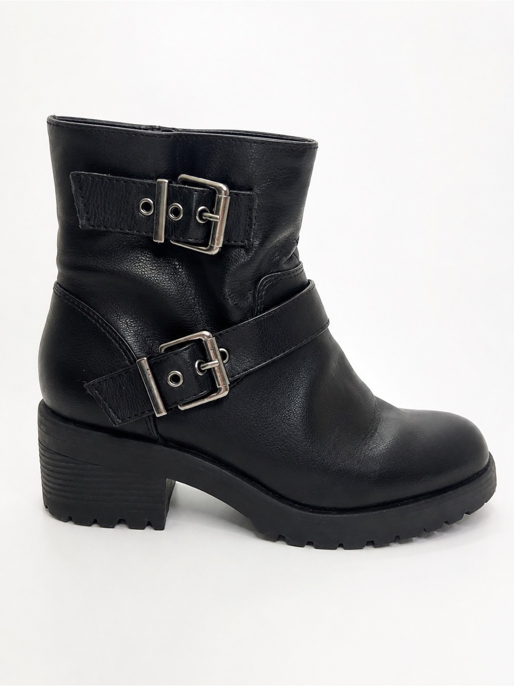 Tell Me Lies Screen Worn Black Moto Buckle Ankle Boots 6.5 Lug Sole Biker